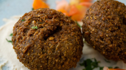 Typical Lebanese dish with falafel and vegetables