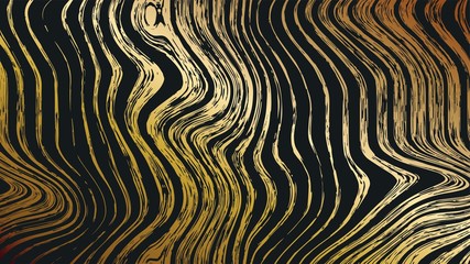 Abstract wood gold pattern textures background. Seamless luxury wood texture, board hand drawn graphic. Dense lines. Wooden cutting board or table deck. Golden illustration.