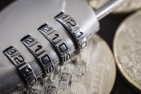 Combination pad lock password access for security encryption.