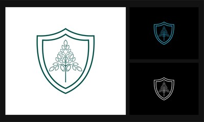 shield leaf icon environment vector logo
