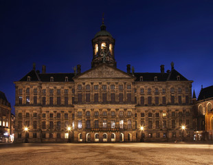 Fototapeta na wymiar Royal Palace - Koninklijk Paleis at Dam square in Amsterdam. Netherlands