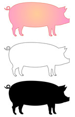 pig silhouette side retro vintage template vector eps 10