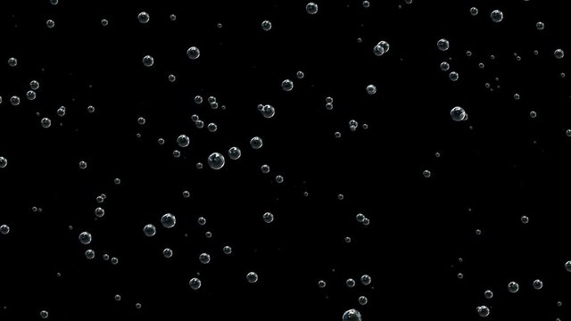 Super slow motion of champagne bubbles with reflection.