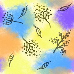 Obraz na płótnie Canvas Watercolor bright abstract background. branch ilustration seamless pattern. 