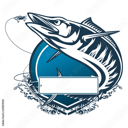 Download "Wahoo fish. Fishing logo vector. Acanthocybium solandri. Scombrid fish jumping up fishing ...