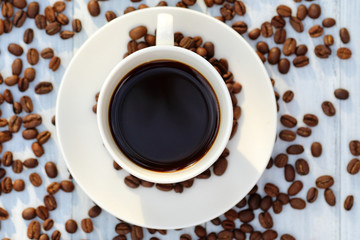 Coffee cup and coffee bean