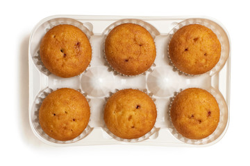 Muffins isolated on white background. Top view