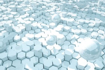 3d rendering, White hexagonal background