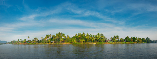 Panorama View of south of Laos, there guest house along the river to take a relax with nature environment.