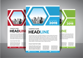 Business abstract vector template. Brochure design, cover modern layout, annual report, poster, flyer in A4 with colorful triangles, geometric shapes for tech, science, market with light background