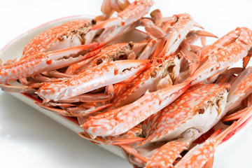 Flower crab steamed isolated on white background