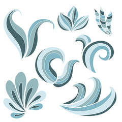 Naklejka premium Stylized blue waves set