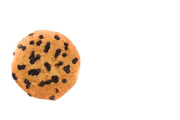 Oatmeal cookies with chocolate drops isolated on white background