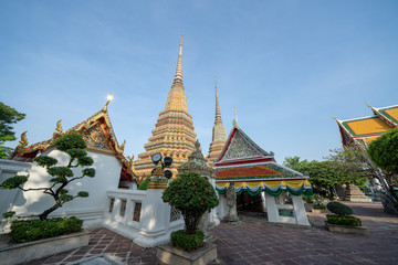 Fototapeta na wymiar Towers at Wat Po Temple in Bangkok, Thailand