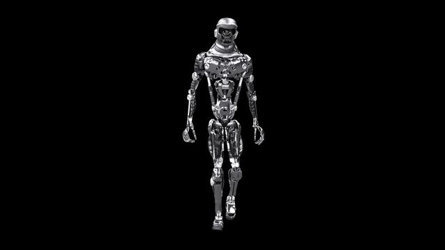 Running cyborg, walking robot render 3D