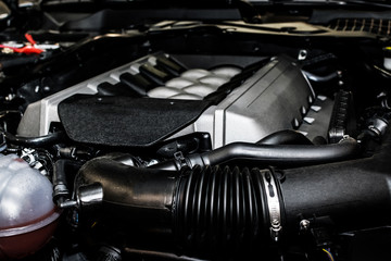 Obraz na płótnie Canvas Powerful sports car engine in close up