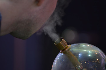 Glass flasks for vapers. Vaping whiskey. Evaporator of whiskey for the use of the drink in the form...