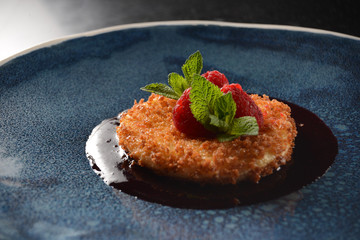 Luxury restaurant preserved grilled camambert cheese with jam