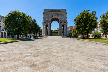 Fototapeta na wymiar Arco della Vittoria, triumphal arch triumphs, Piazza della Vittoria, Genoa, Liguria, Italy, Europe
