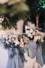 decorated festive table without food