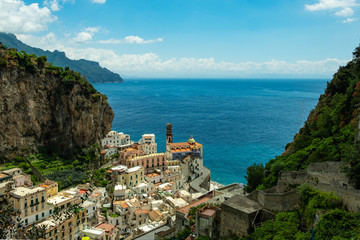 view from mountain to town and sea