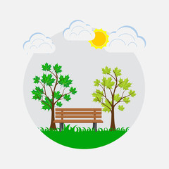 bench in the park, resting place, spring park