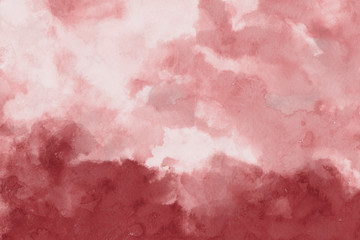 Red ink and watercolor textures on white paper background. Paint leaks and ombre effects. Hand painted abstract image.