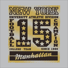 t-shirt,  New York typography, footbal design graphic