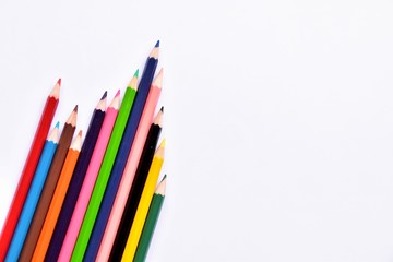 Color Pencil Seen From The Top Left On The White Background