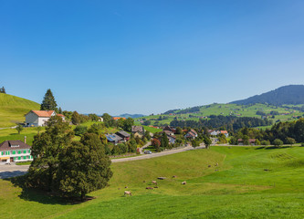 Fototapeta na wymiar Countryside in Switzerland in autumn - a picture taken in September near the town of Appenzell