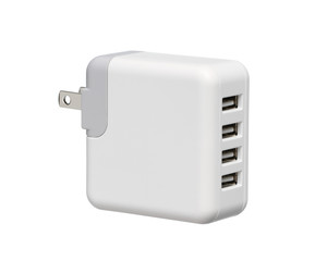 Usb wall charger plug (with clipping path) isolated on white background