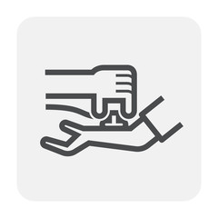 Pulse check vector icon consist of stethoscope, hand and arm. Doctor or nurse to diagnosis, diagnose heart, cardiac heartbeat rate or rhythm for patient, human to cardiology treatment and health care.