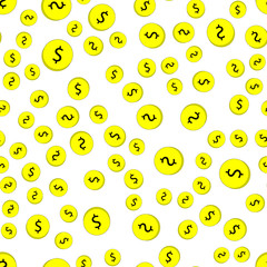 Seamless pattern of coins with dollars.