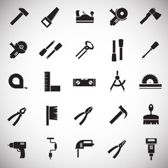 Tools icons set on white background for graphic and web design, Modern simple vector sign. Internet concept. Trendy symbol for website design web button or mobile app