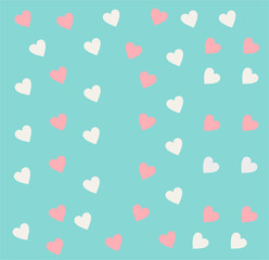 Simple hearts seamless vector pattern. Valentines day background. Flat design endless chaotic texture made of tiny heart silhouettes. Shades of red.