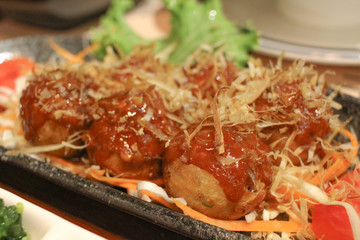 Close up of Takoyaki.
