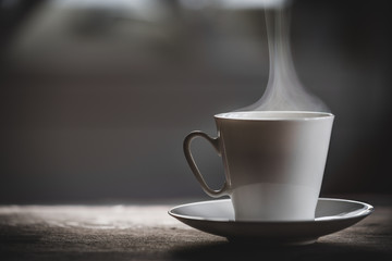steaming hot cup of coffee