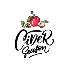 Cards for the season of cider with a beautiful apple branch, can be used as a menu cover, label, vector illustration