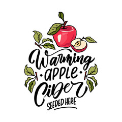 Cards for the season of cider with a beautiful apple branch, can be used as a menu cover, label, vector illustration