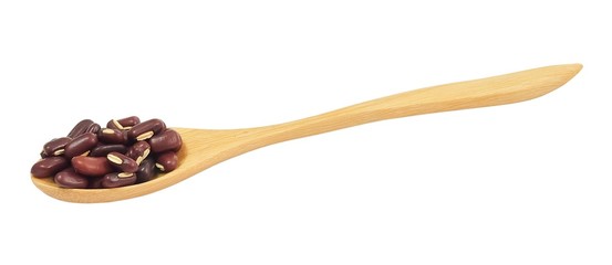 Kidney Beans in Wooden Spoon on White Background