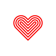 Linear red stylized heart icon. Vector illustration.