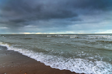 Gray and cold Baltic sea in winter time.