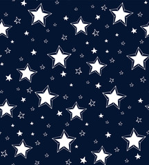 Obraz premium Seamless pattern sketches of stars hand-drawn.