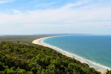 Beautiful Rainbow Beach as seen from Carlo Sand Blow near Fraser Island during summer (Great Sandy...