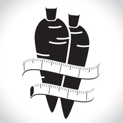 illustration of measuring tape around fresh apple. Diet concept. Vector illustration