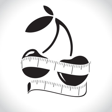illustration of measuring tape around fresh apple. Diet concept. Vector illustration