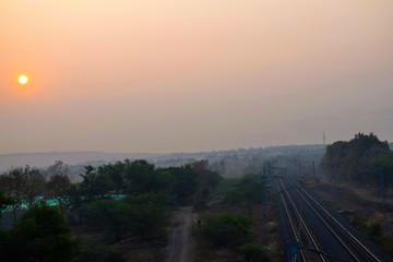 sunrise in the winter time capture in one of the old city of south India