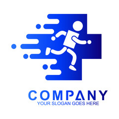 Obraz premium fast emergency logo template,fast people inside medical cross symbol