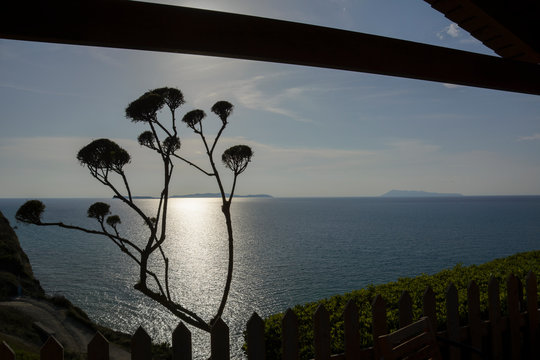 view from Logas Beach, Peroulades, Corfu (Greece, Ionian Islands) 