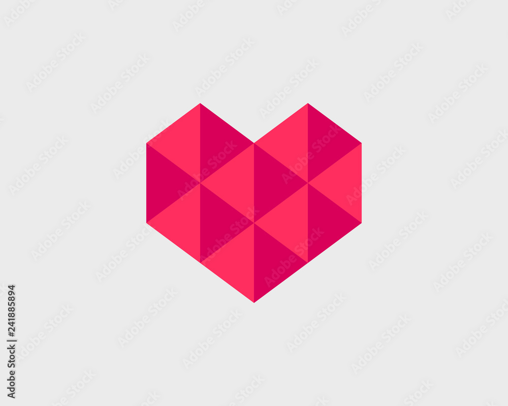 Poster geometrical stylized heart with triangles. vector heart icon.